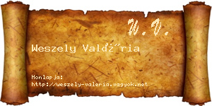 Weszely Valéria névjegykártya